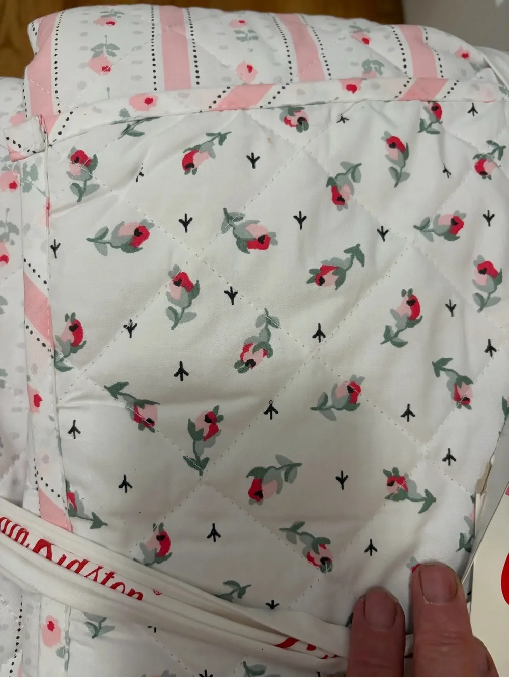 Cath Kidston Pink Rose Stripe Queen Quilt Set